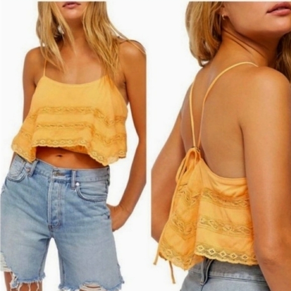 NEW FREE PEOPLE Home Again Cami Orange Tank Top - Picture 1 of 12